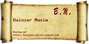 Baiszer Maxim névjegykártya